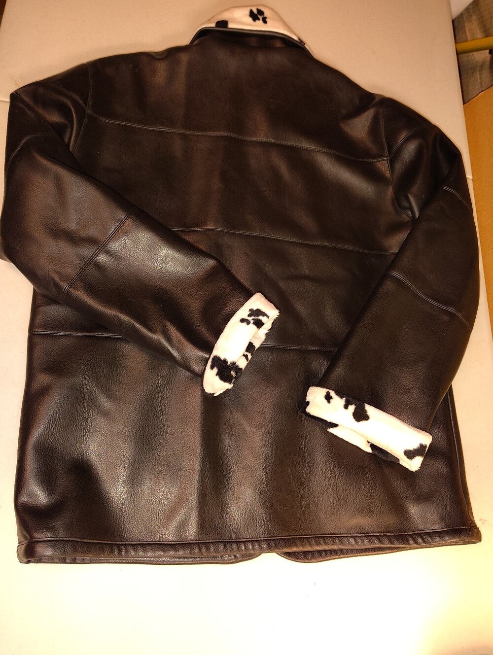 Mulberry Street Reversible Faux Leather & Cow Print Jacket Coat Small Western - Picture 15 of 16